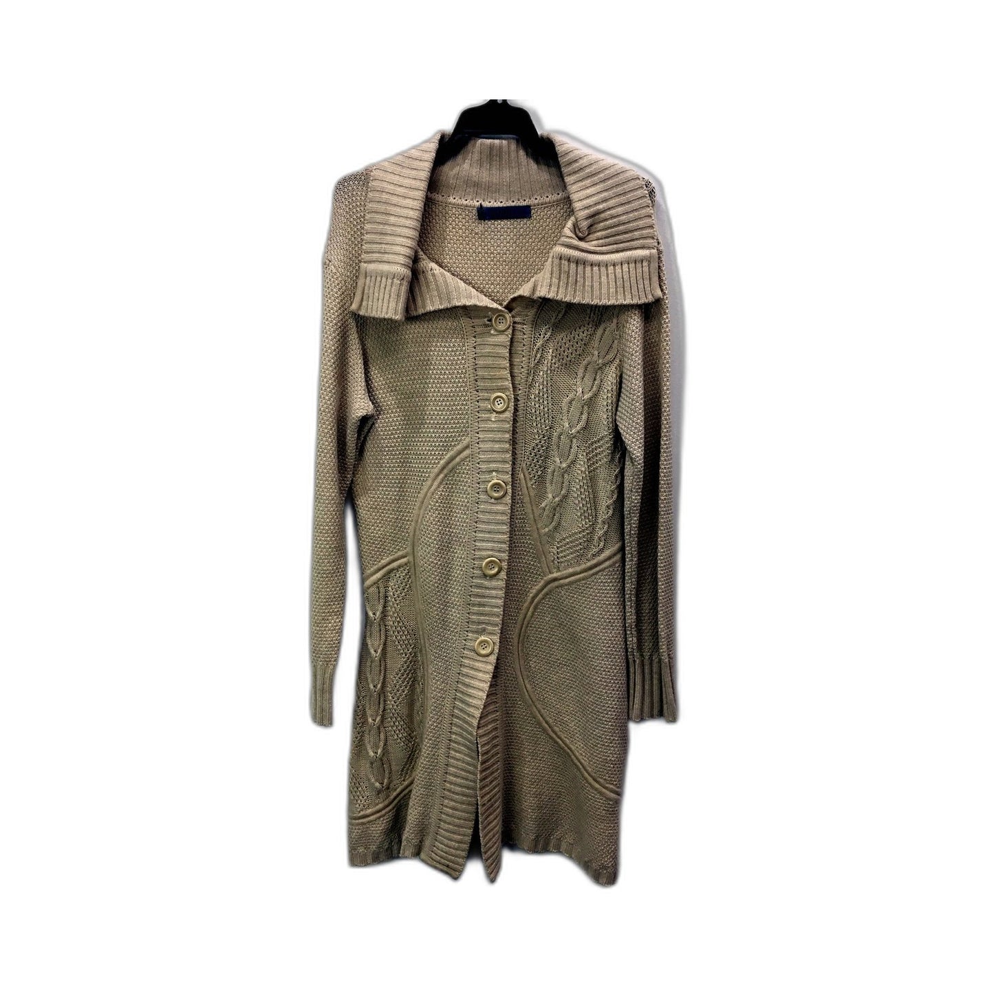 Sonny Womens Beige Cable Knit Button Down Cardigan Sweater Size 12
