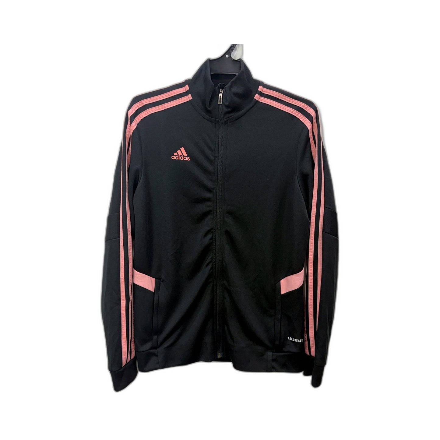 adidas Womens Zip-Up Jacket Lightweight Athletic Black and Pink Size S