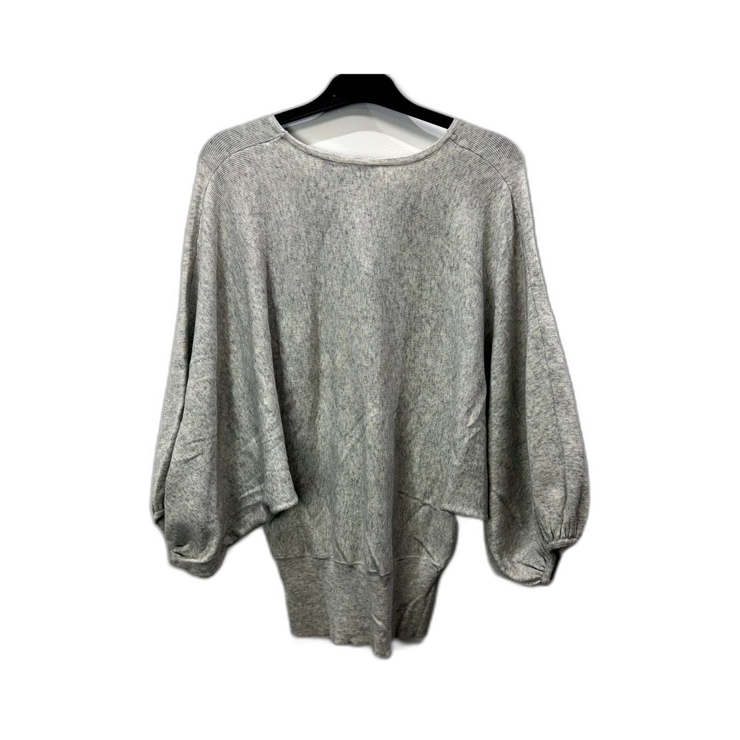 Deciuba Womens Ribbed Knit Pullover Sweater Gray Puff Sleeve Size Small