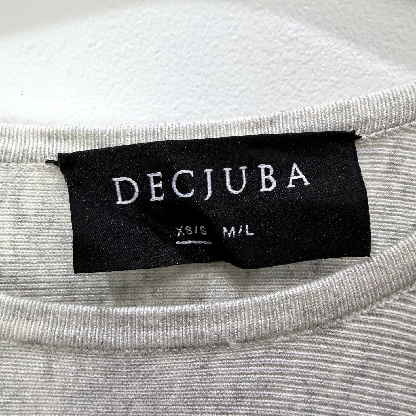 Deciuba Womens Ribbed Knit Pullover Sweater Gray Puff Sleeve Size Small