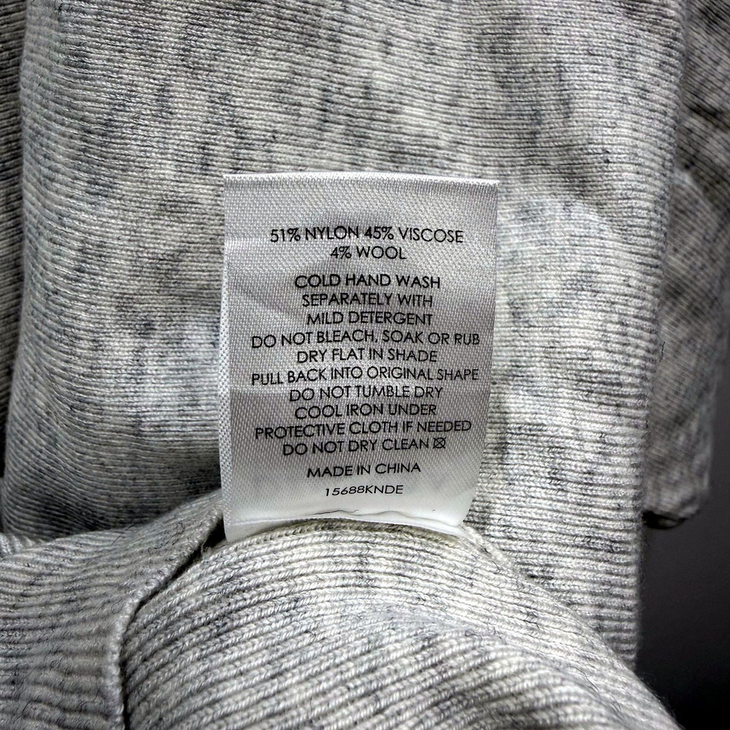 Deciuba Womens Ribbed Knit Pullover Sweater Gray Puff Sleeve Size Small