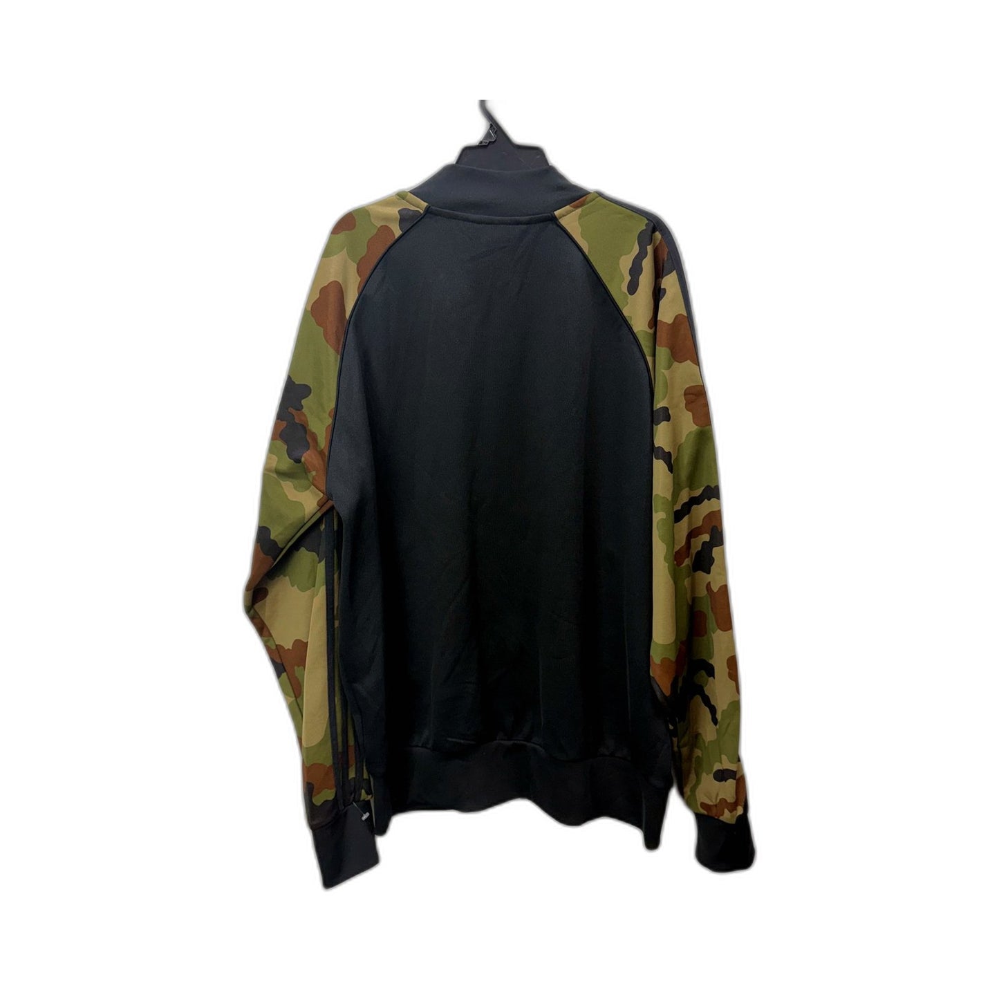 adidas Womens Zip-Up Sweatshirt Casual Black Camouflage Jacket Size L
