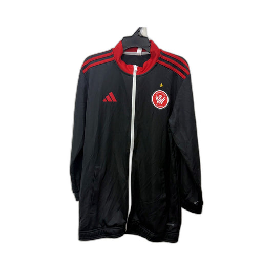 Adidas Mens Lightweight Athletic Soccer Jacket in Black and Red Size S