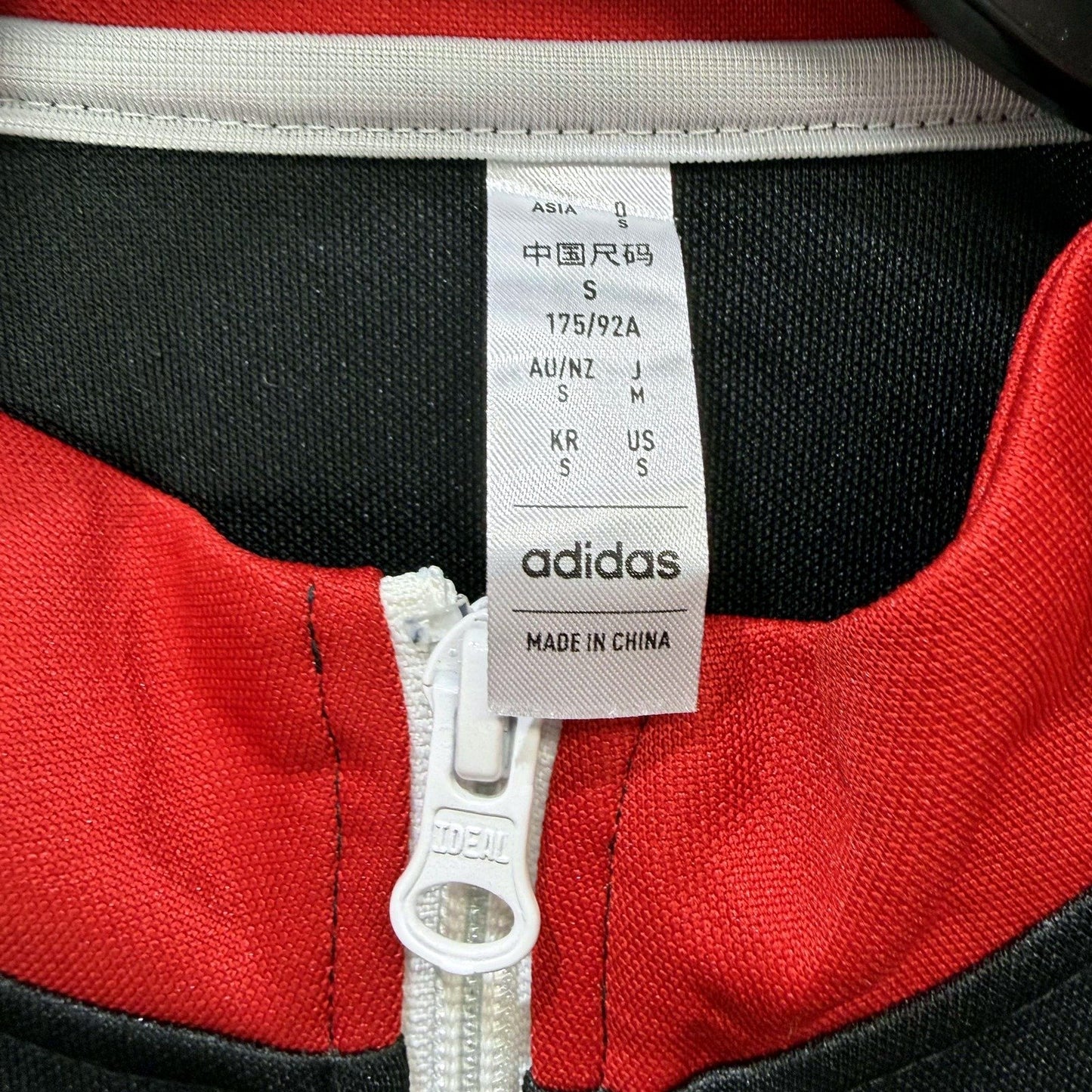 Adidas Mens Lightweight Athletic Soccer Jacket in Black and Red Size S
