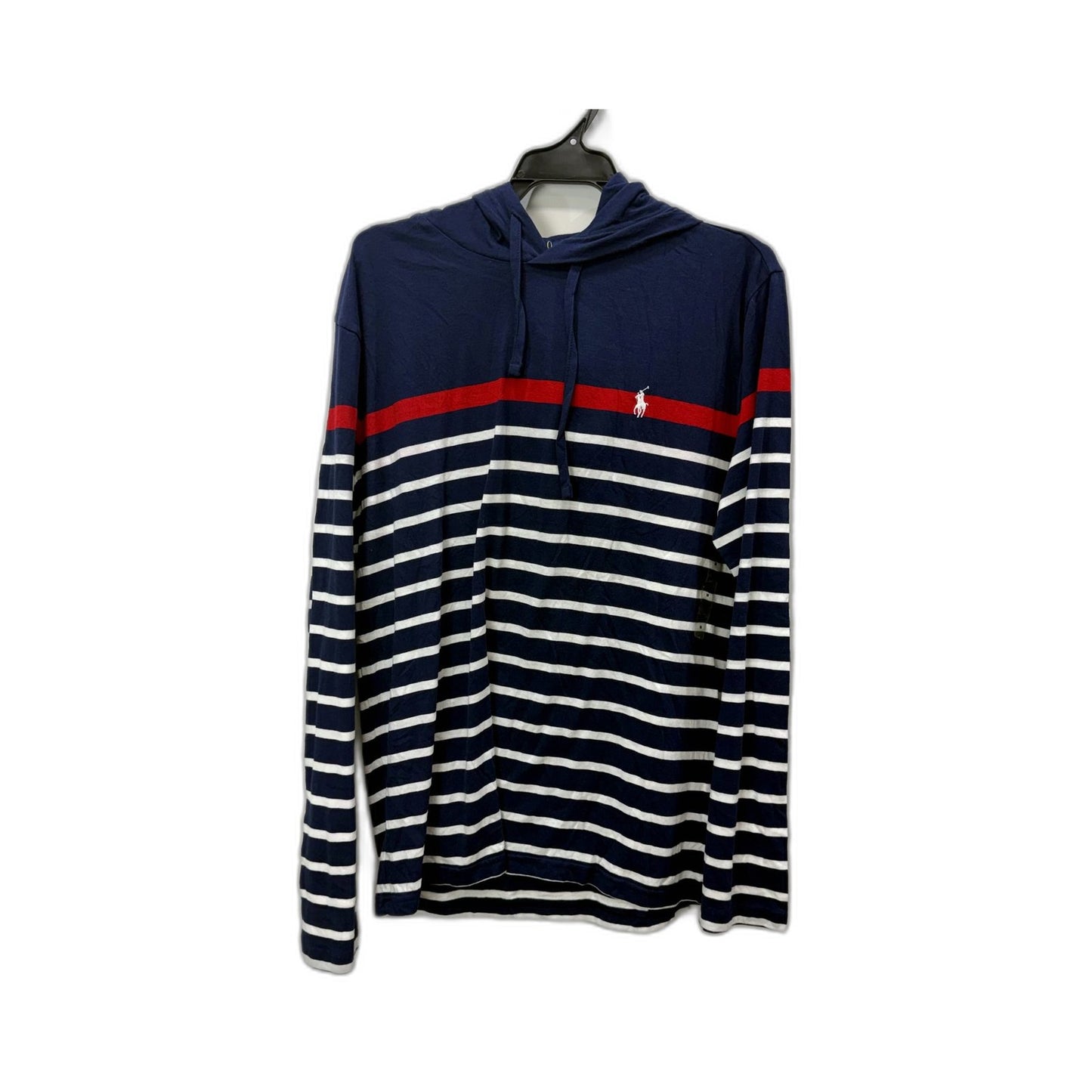 Polo Ralph Lauren Mens Pullover Sweatshirt Navy Blue and White Striped Size NEW