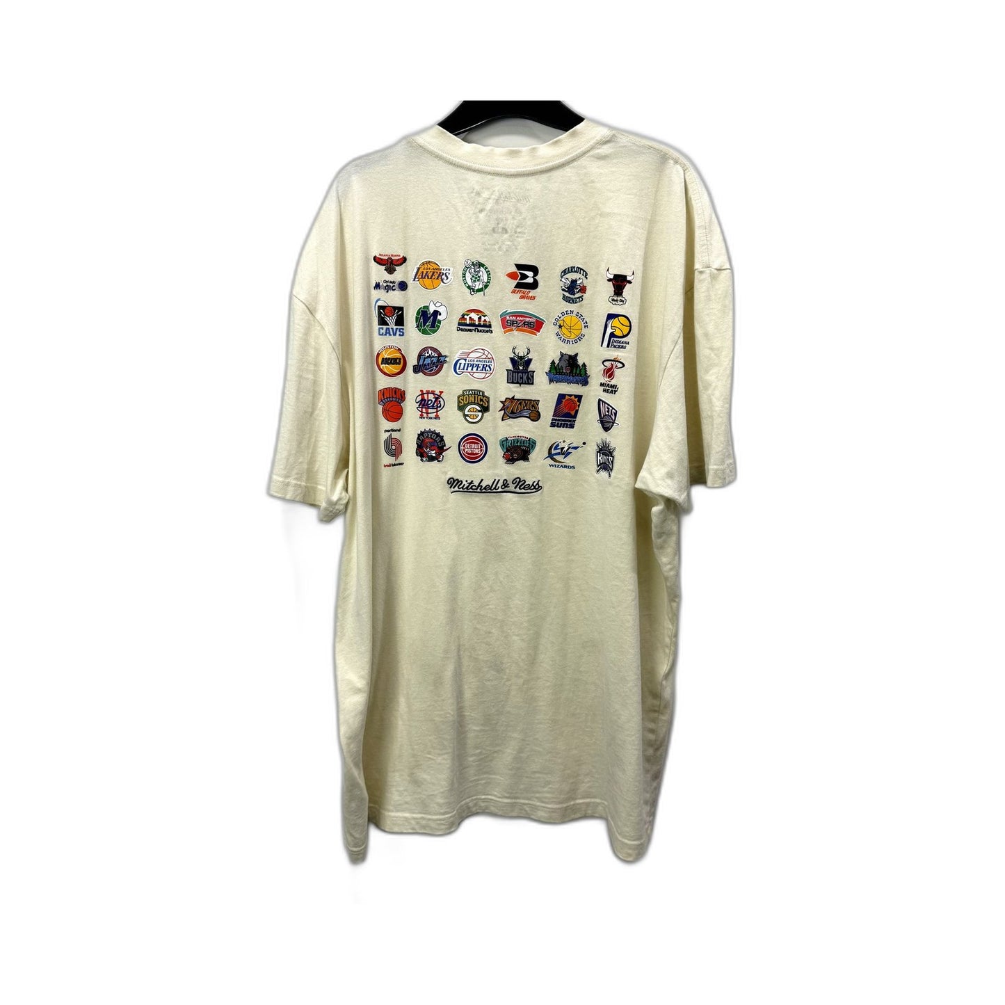 Mitchell & Ness Mens Graphic T-Shirt Vintage Retro NBA Basketball Sports Beige