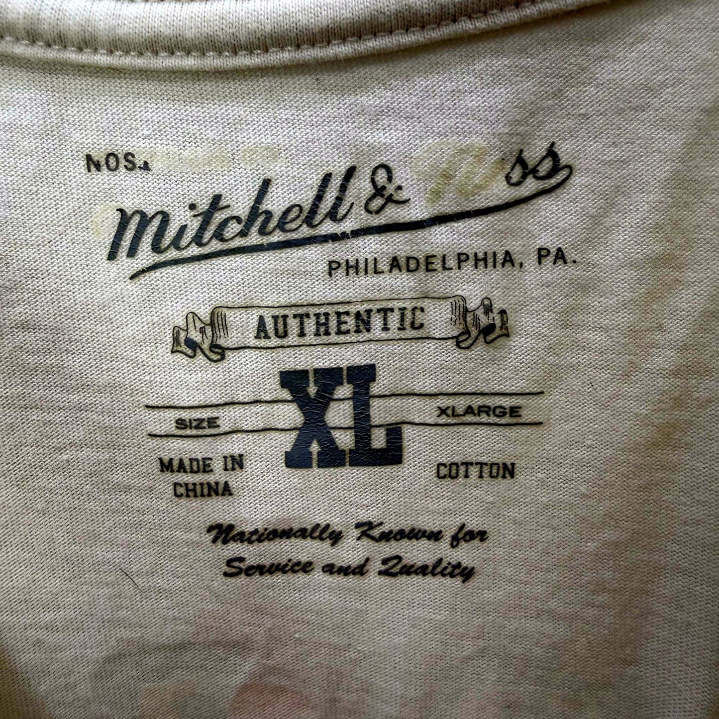 Mitchell & Ness Mens Graphic T-Shirt Vintage Retro NBA Basketball Sports Beige