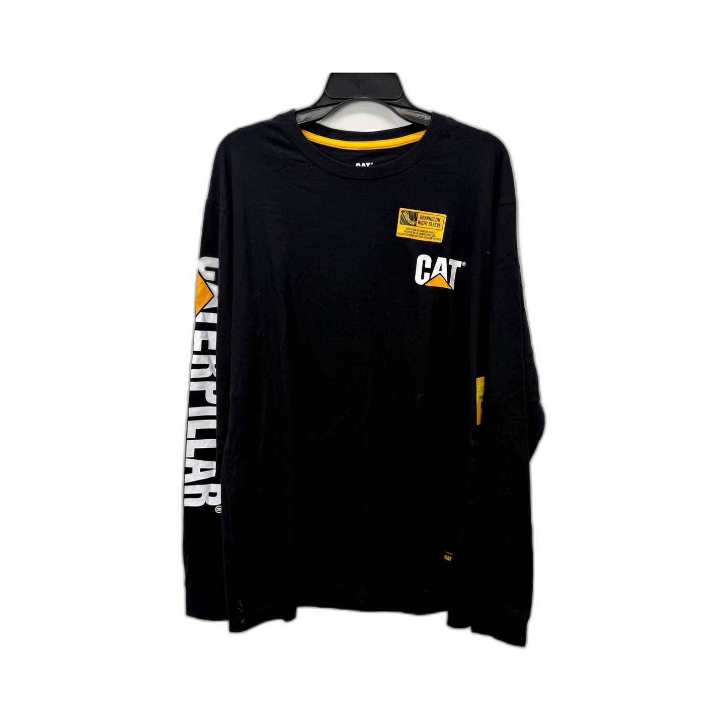 CAT Mens Trademark Banner Long Sleeve Black Tee Shirt in Large Size NEW