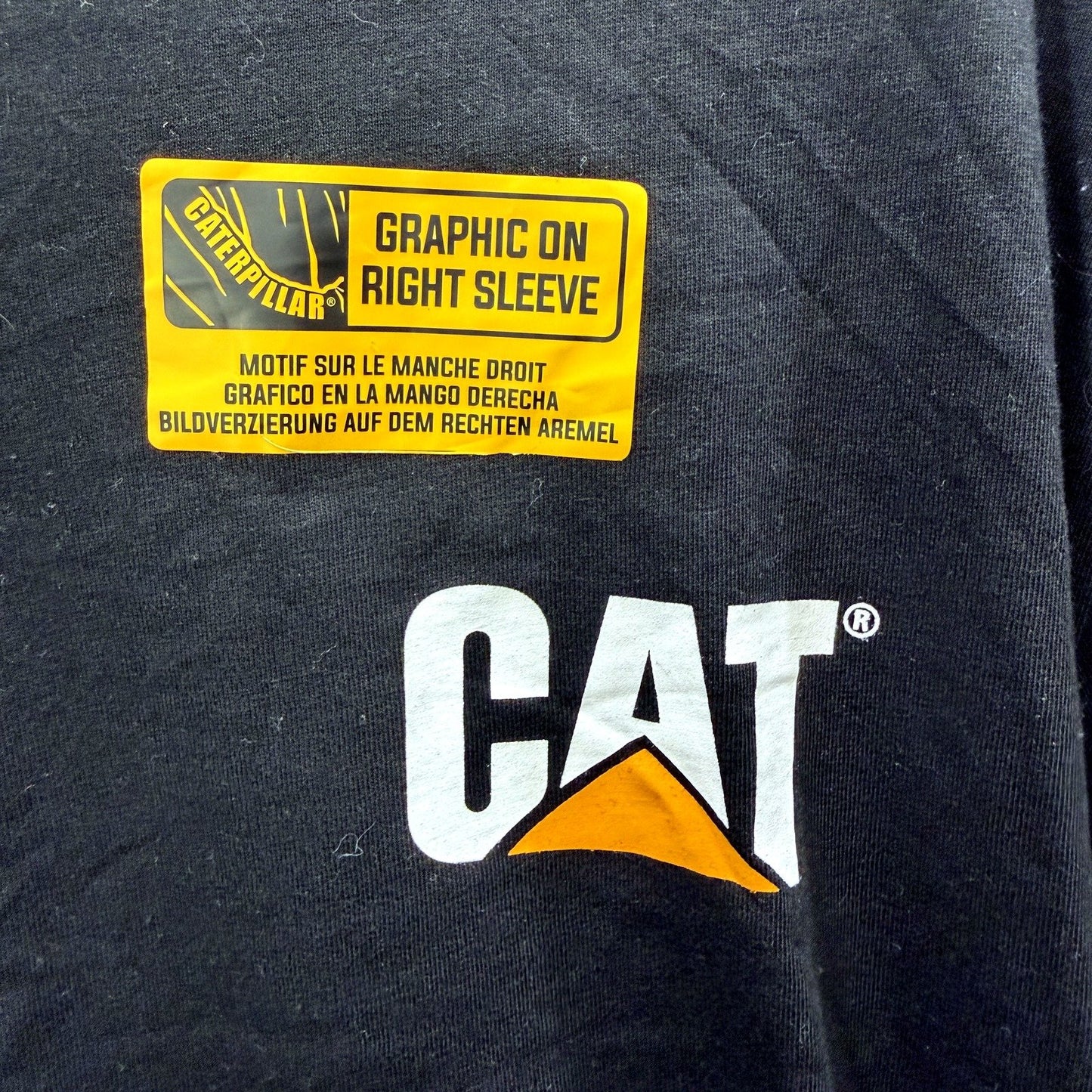 CAT Mens Trademark Banner Long Sleeve Black Tee Shirt in Large Size NEW