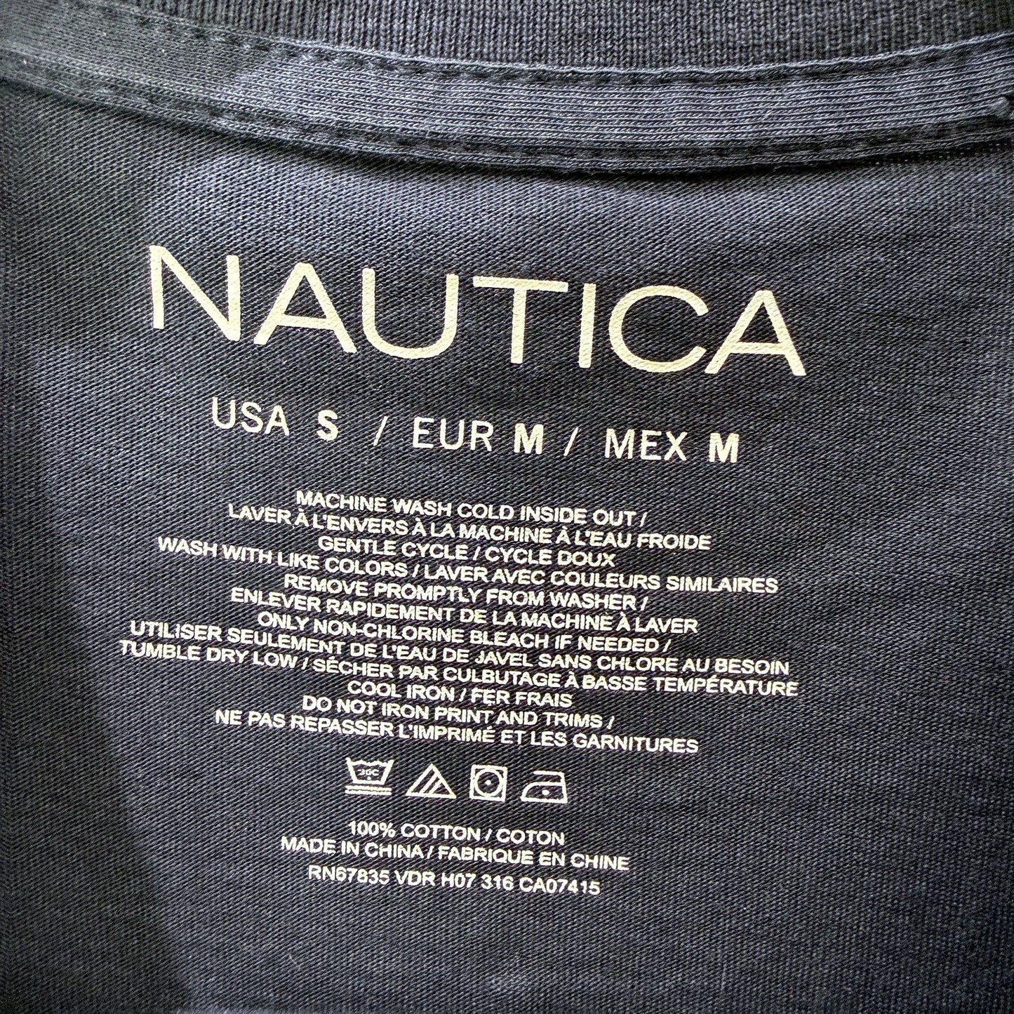 Nautica Mens Navy Blue Cotton Short Sleeve T-Shirt for Small Size