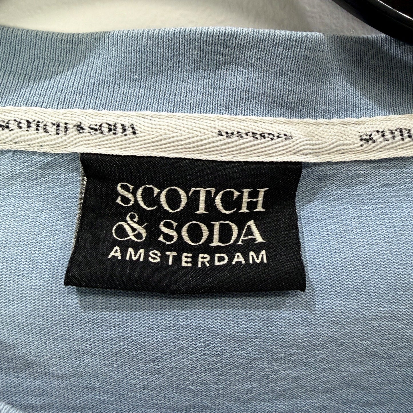 Scotch & Soda Mens Pullover Sweatshirt Sky Blue Comfortable Cotton Size XL