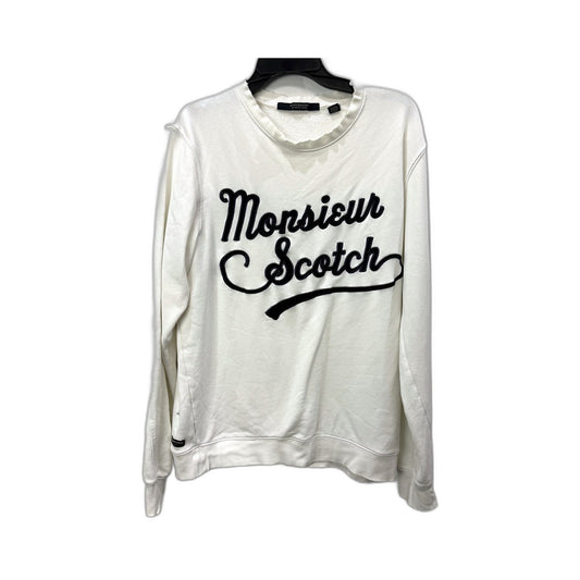 Scotch & Soda Mens Pullover Sweatshirt White Comfortable Cotton Blend Size XL