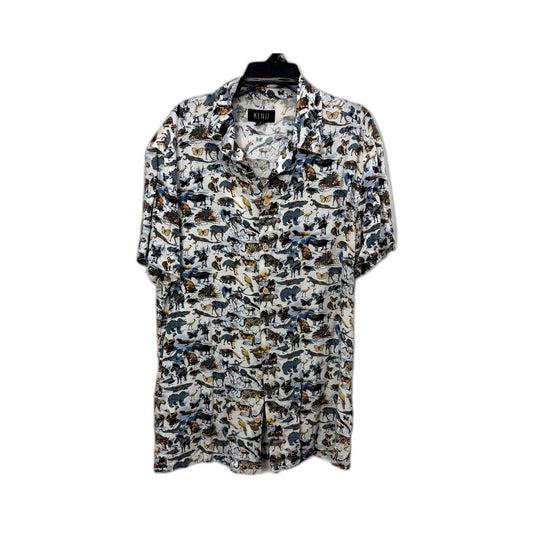 Kenji Mens Button-Down Shirt Viscose Casual Short Sleeve Multi Color Size S