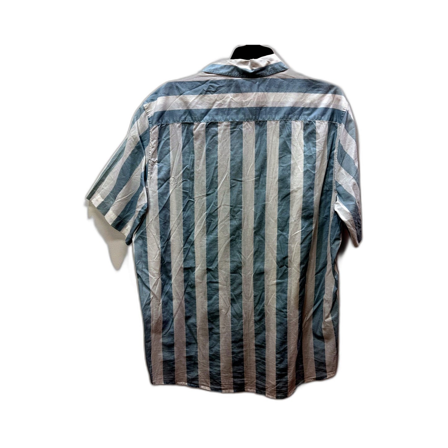 H&M Mens Button-Down Shirt Blue and White Striped Cotton Regular Fit Size M