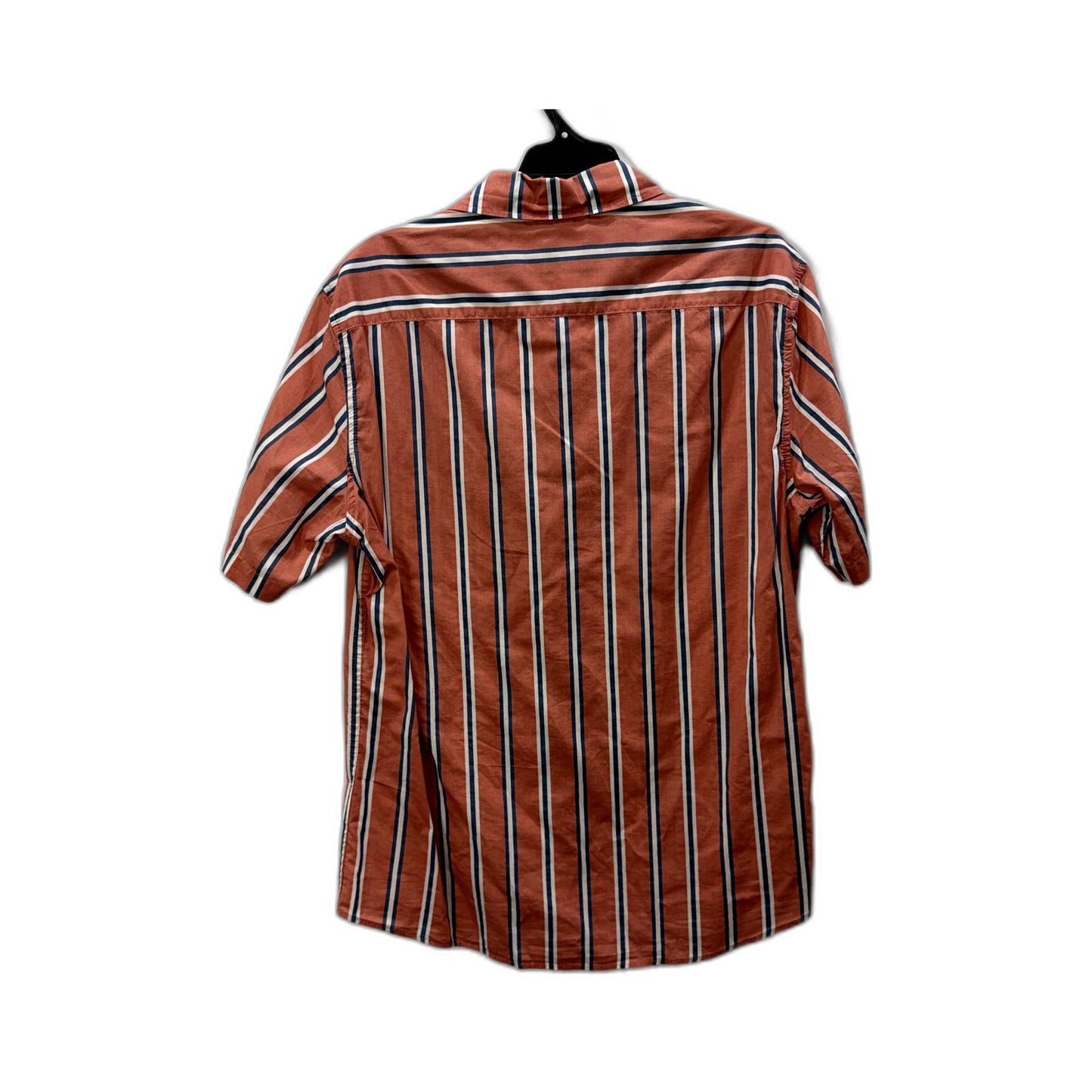 H&M Mens Button-Down Shirt Striped Peach and Navy Blue Cotton Regular Fit Size M
