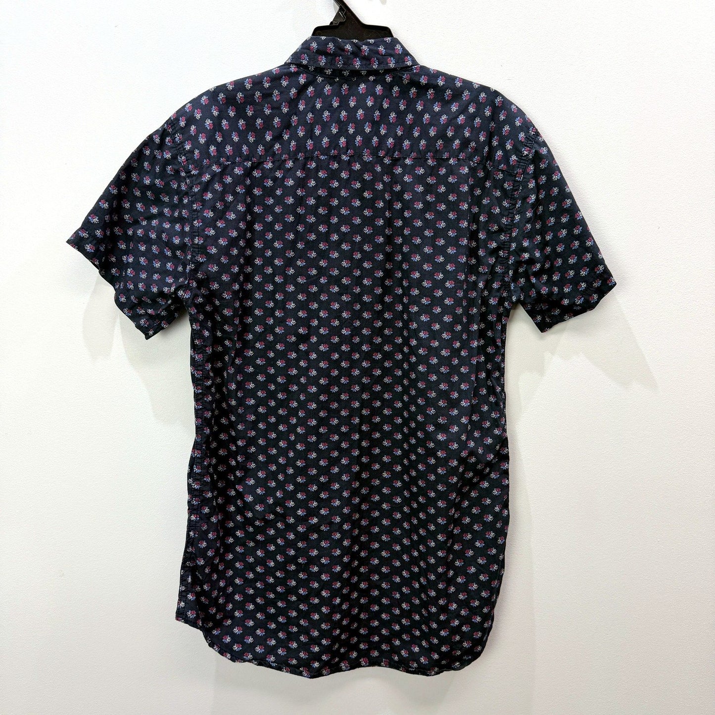 RDX Mens Button-Down Shirt Navy Blue Floral Print Short Sleeve Cotton Size S
