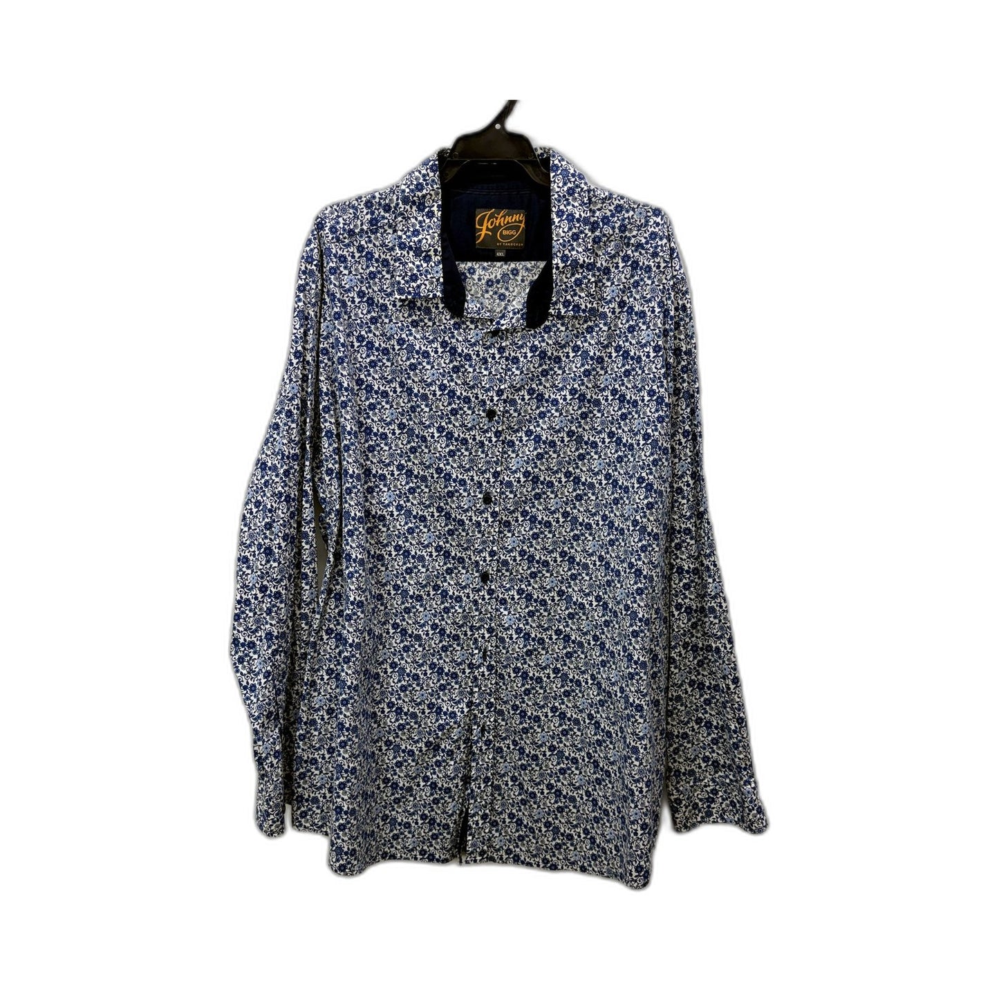 Johnny Bigg Mens Button-Down Shirt Navy Blue and White Floral Print Size 4XL