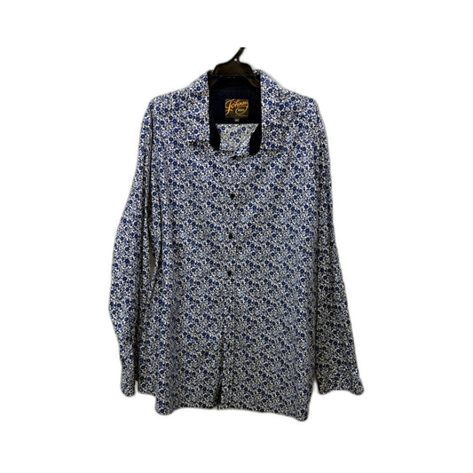 Johnny Bigg Mens Button-Down Shirt Navy Blue and White Floral Print Size 4XL