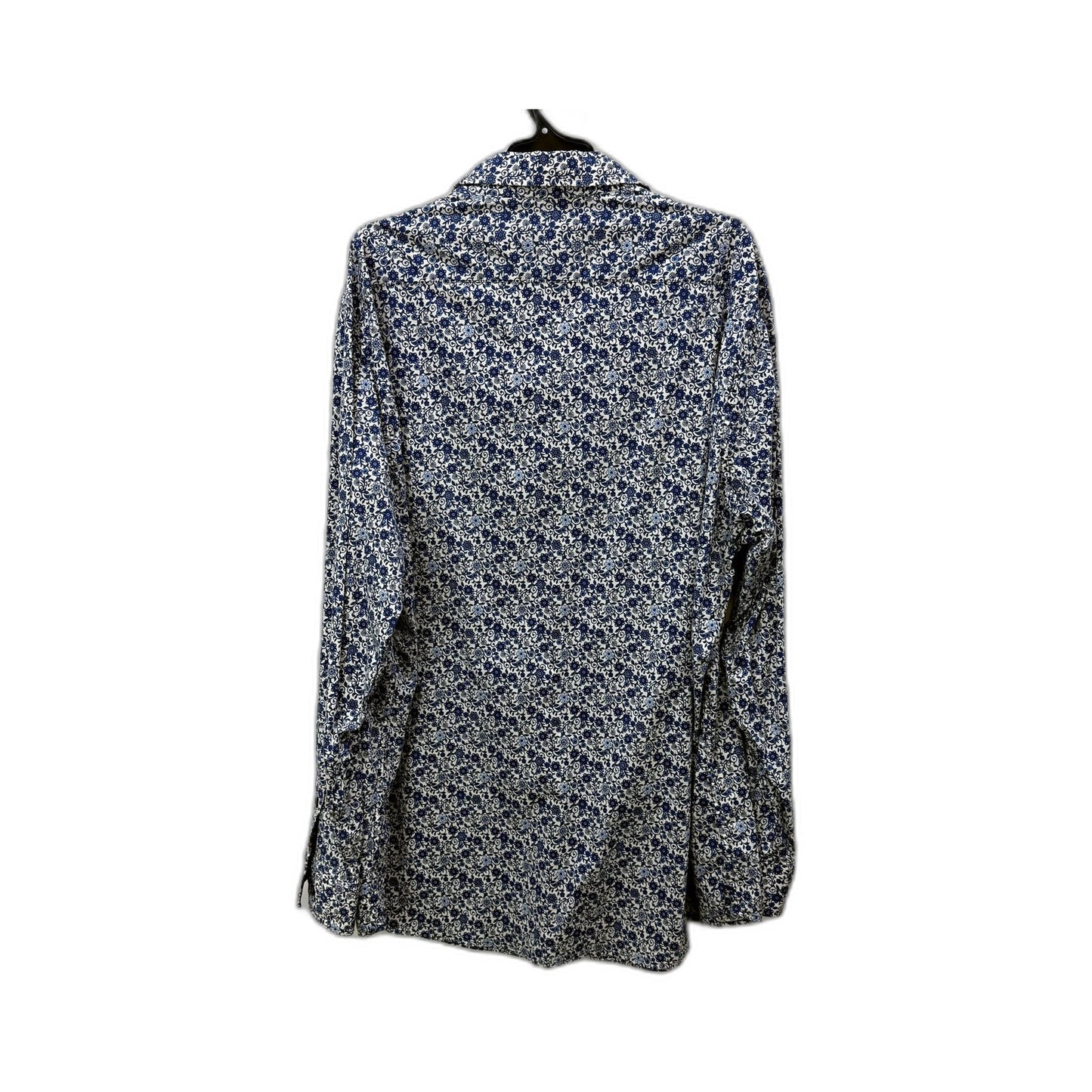 Johnny Bigg Mens Button-Down Shirt Navy Blue and White Floral Print Size 4XL