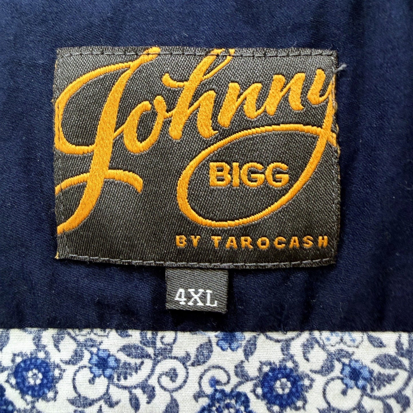 Johnny Bigg Mens Button-Down Shirt Navy Blue and White Floral Print Size 4XL