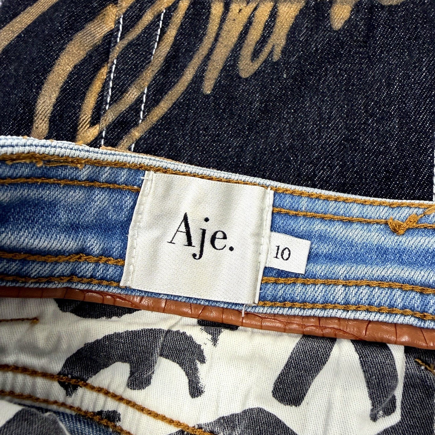 Aje Womens Denim Mini Skirt Light Blue Frayed Hem Button Front Size 10