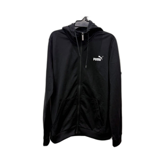 Puma Kids Comfortable Unisex Black Zip-Up Hoodie Sweatshirt Size L