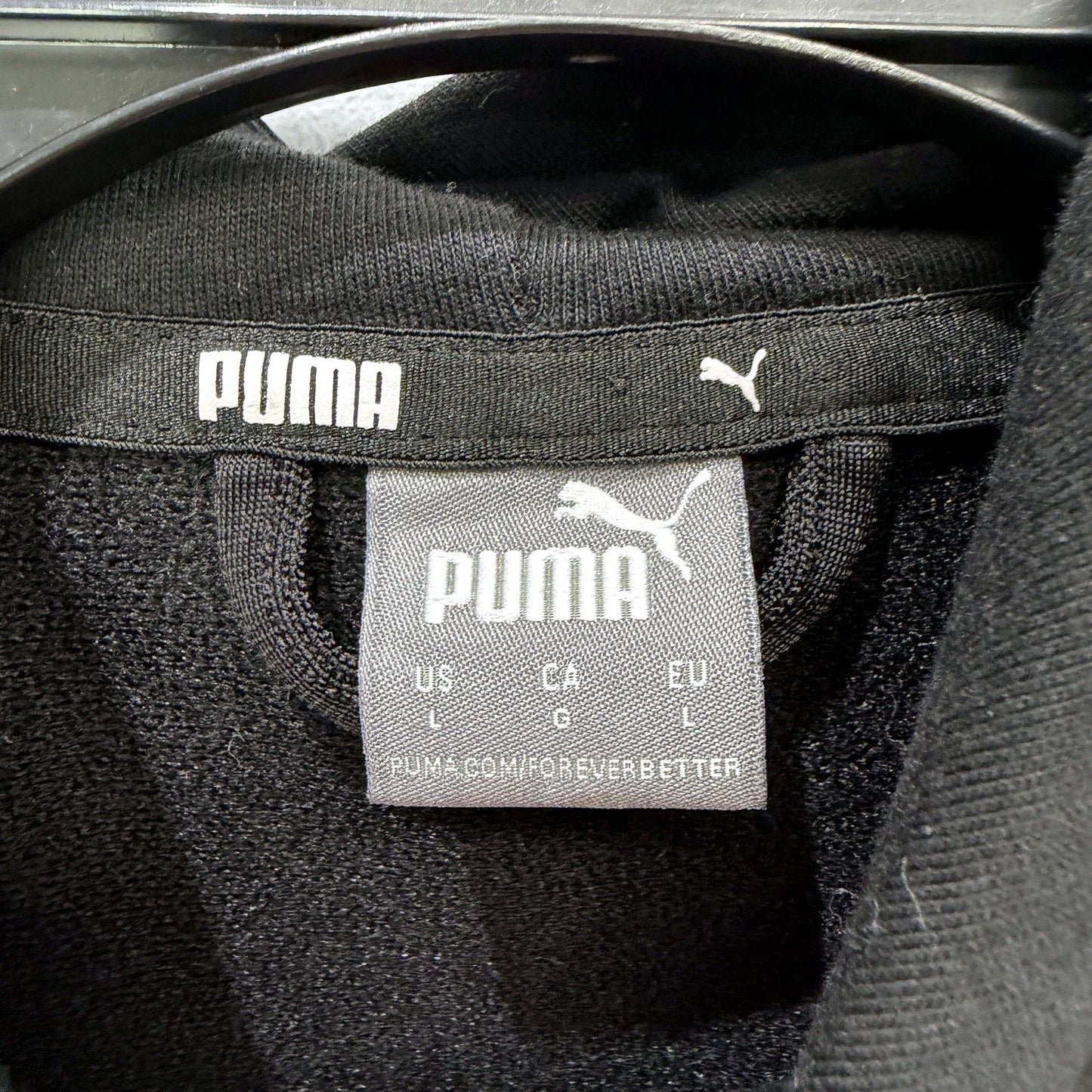 Puma Kids Comfortable Unisex Black Zip-Up Hoodie Sweatshirt Size L