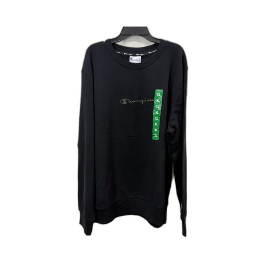 Champion Mens Pullover Sweatshirt Black Crew Neck Cotton Blend Size XL NEW