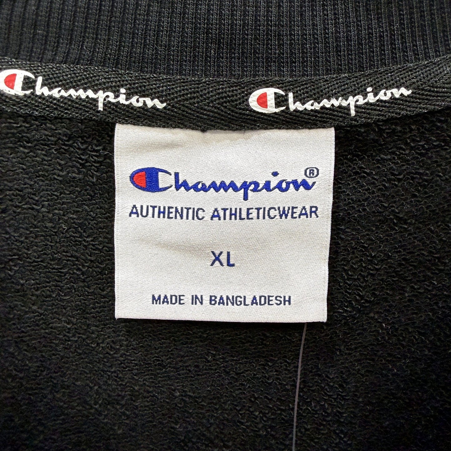 Champion Mens Pullover Sweatshirt Black Crew Neck Cotton Blend Size XL NEW