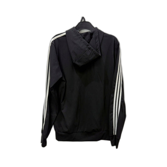 adidas Mens Black Striped Athletic Pullover Hoodie for Casual Wear in Size S