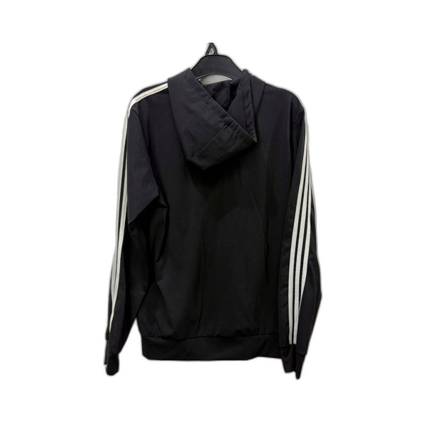 adidas Mens Black Striped Athletic Pullover Hoodie for Casual Wear in Size S