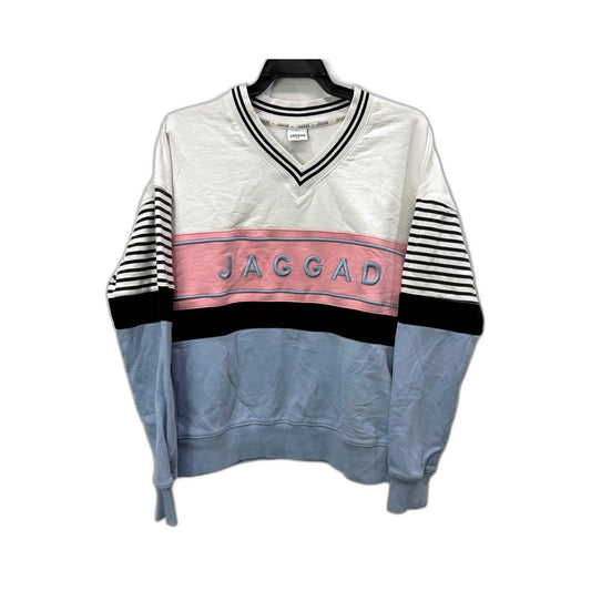 Jaggad Womens Striped Pullover Sweatshirt Cotton Comfortable Multi Color Sz XS