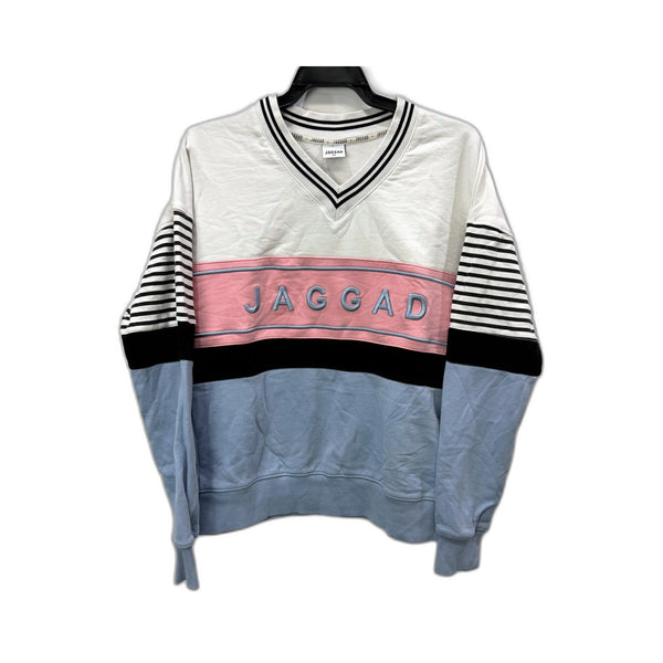 Jaggad Womens Striped Pullover Sweatshirt Cotton Comfortable Multi Color Sz XS
