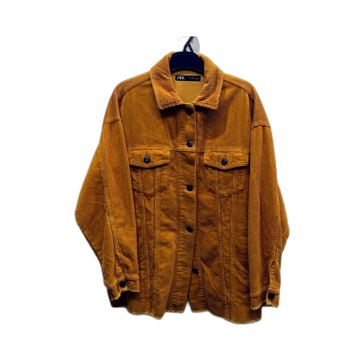 Zara Mens Corduroy Jacket in Mustard Yellow, Size Small
