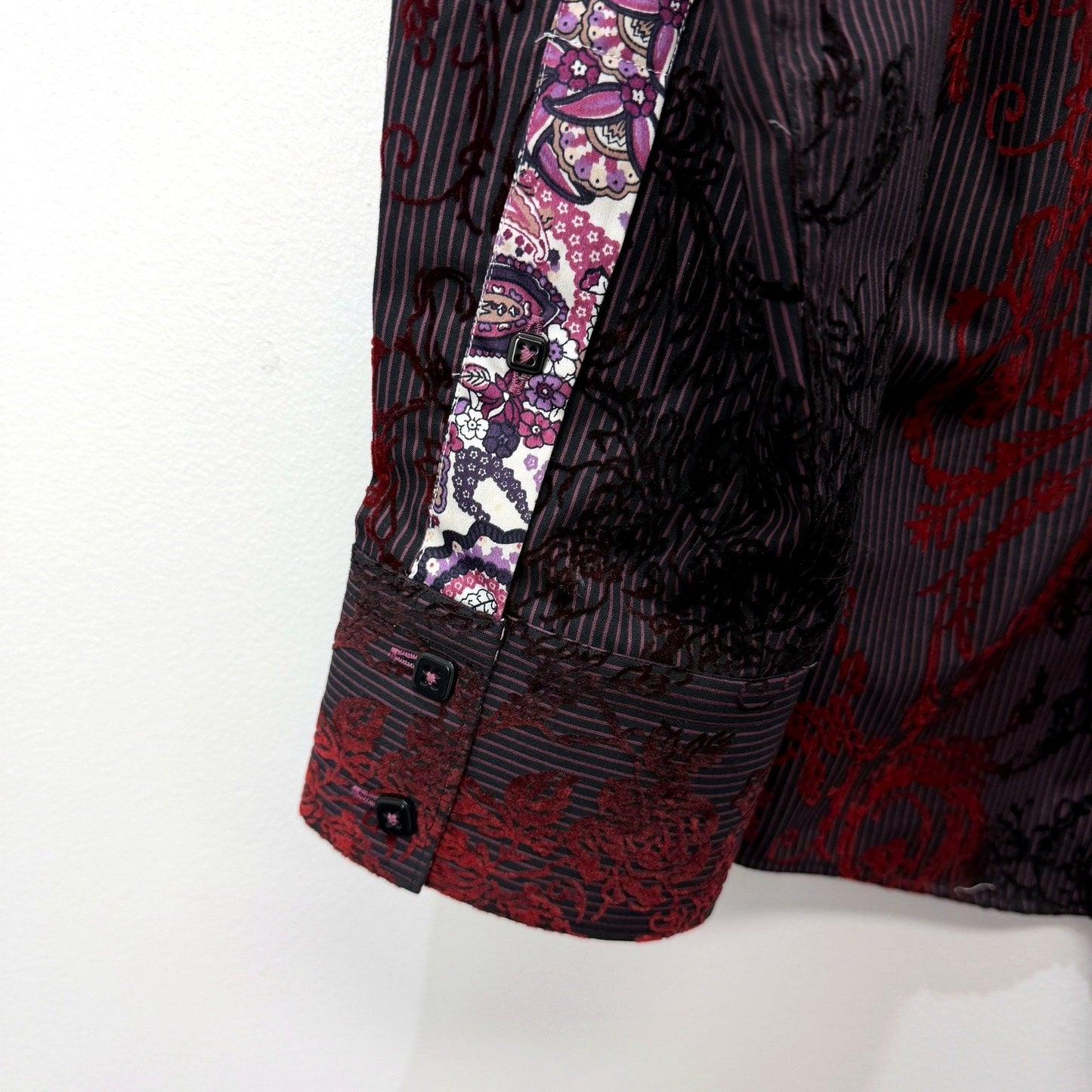 Pure Blakk Mens Slim Fit Button-Down Shirt Floral Print Multi Color Size 2XL