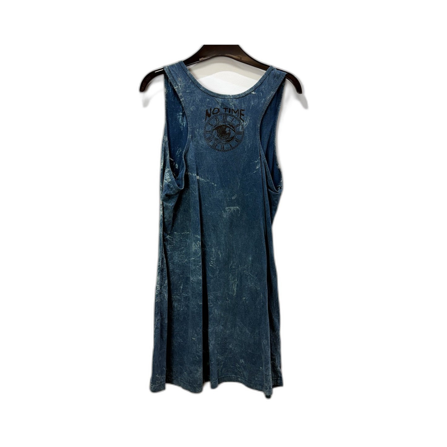 No Time Mens Vintage Style Tank Top Psychedelic Mushroom Print Blue Size L