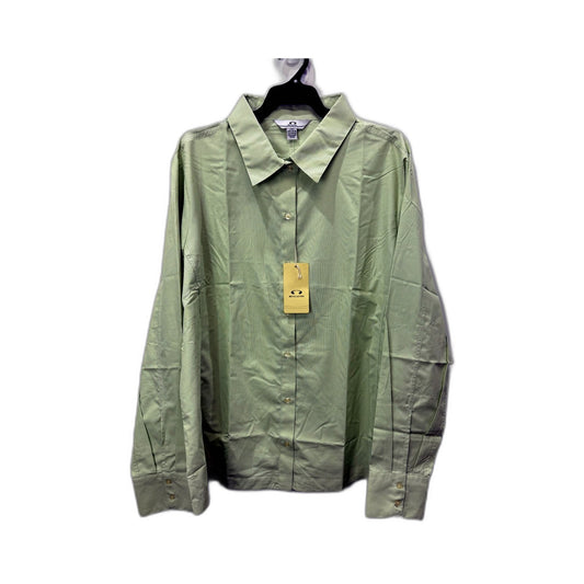 Biz Collection Womens Button-Down Shirt in Green, Size 24 NEW