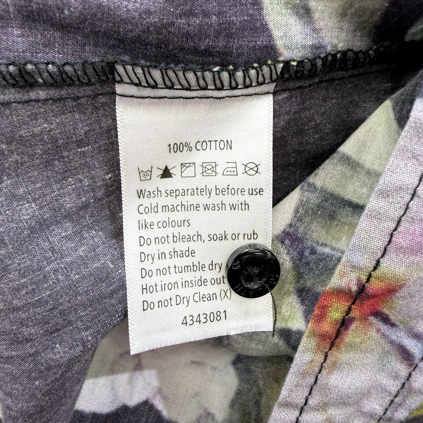 Goliath Mens Floral Button-Down Shirt Black with White and Green Print Size L