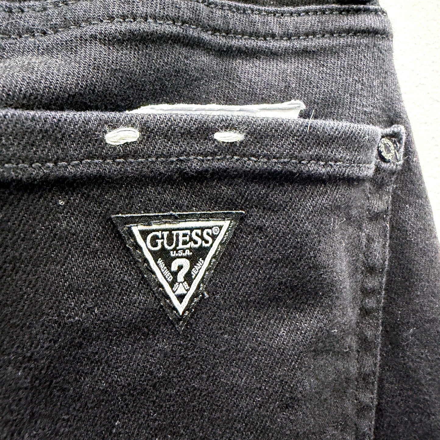 Guess Womens Skinny Mid Rise Black Cotton Denim Jeans Size 28 NEW