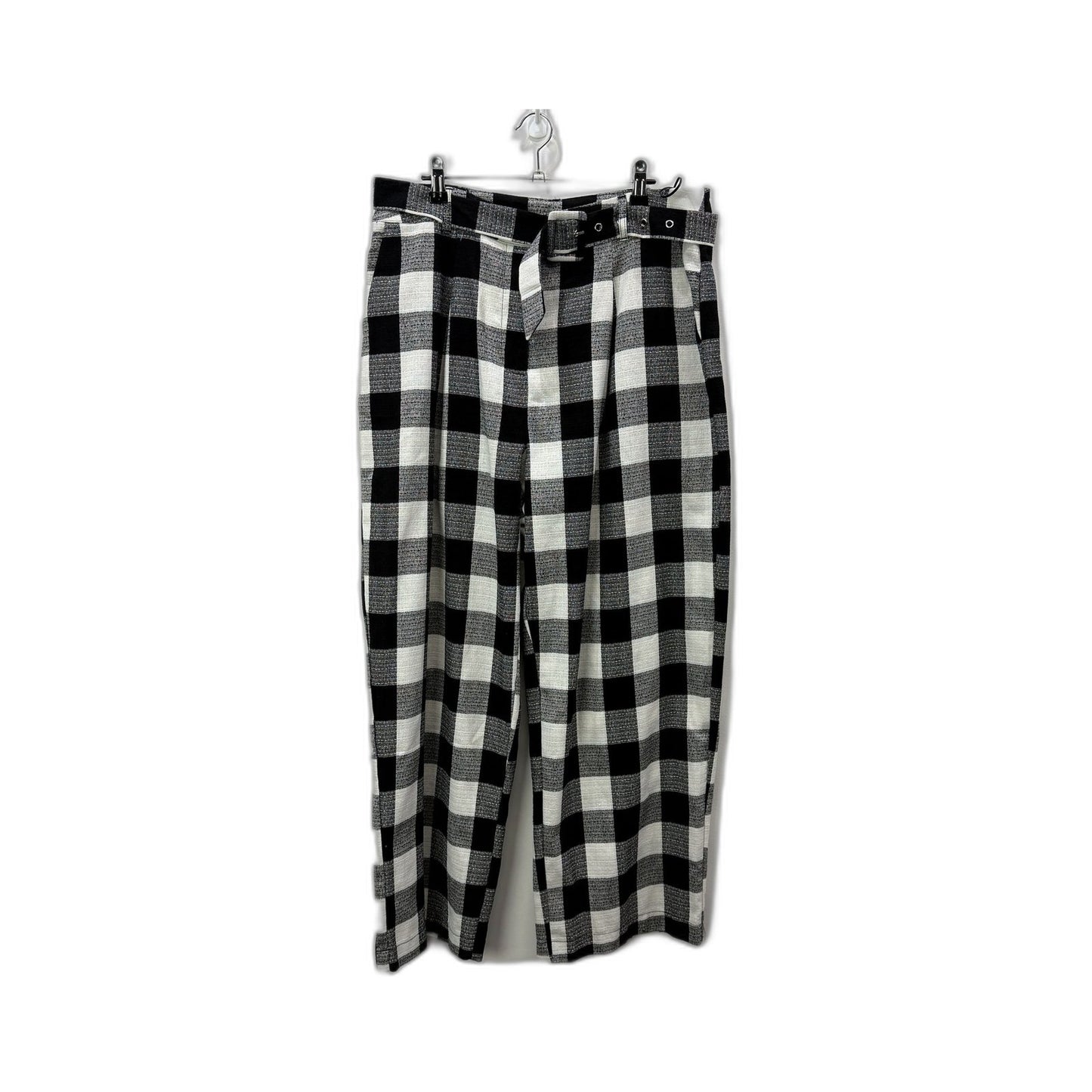 Atmos & Here Womens Plaid Pants in Black and White Checkered, Size 16