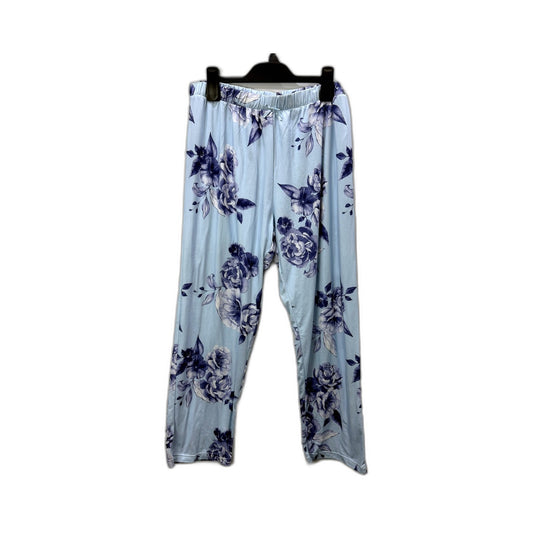 Serra Womens Floral Print Elastic Waist Casual Pants Light Blue Navy Size 10