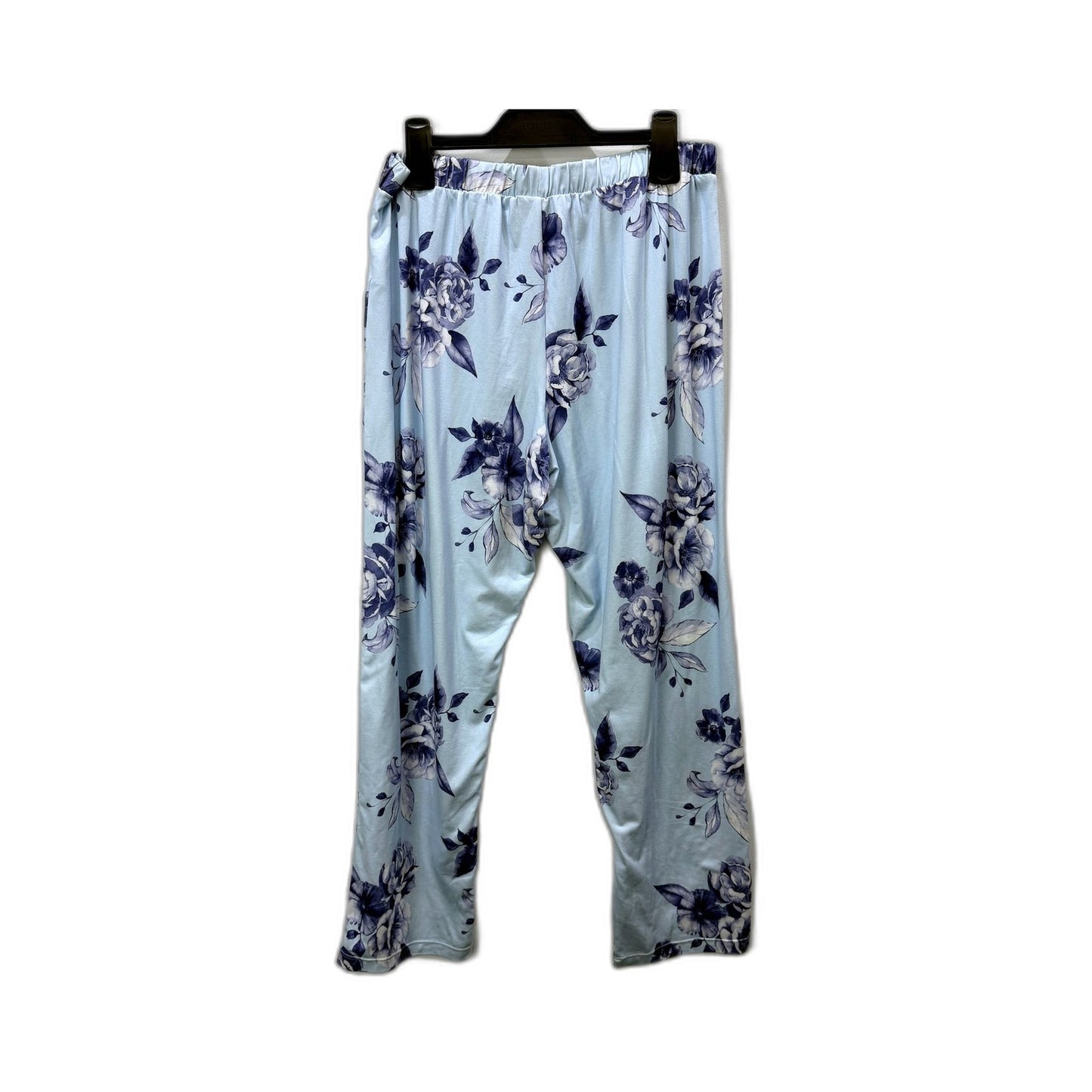 Serra Womens Floral Print Elastic Waist Casual Pants Light Blue Navy Size 10