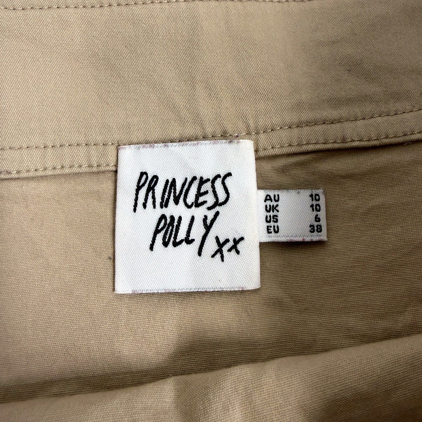 Princess Polly Womens Pleated Skirt with Buckle Closure in Tan Size 10