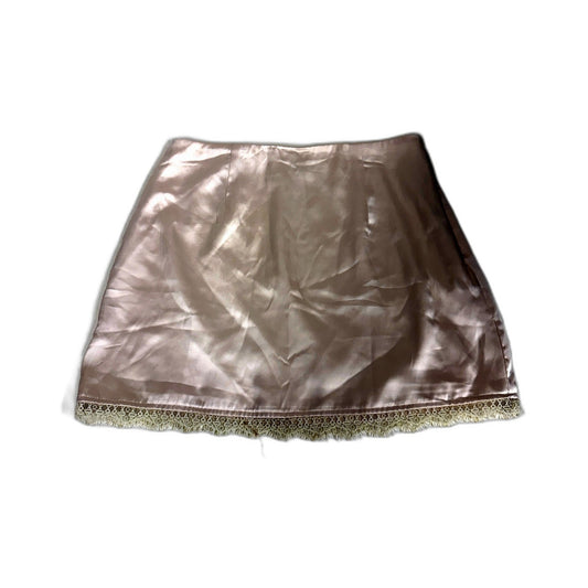 Princess Polly Womens Satin Mini Skirt with Cream Lace Trim, Size 8