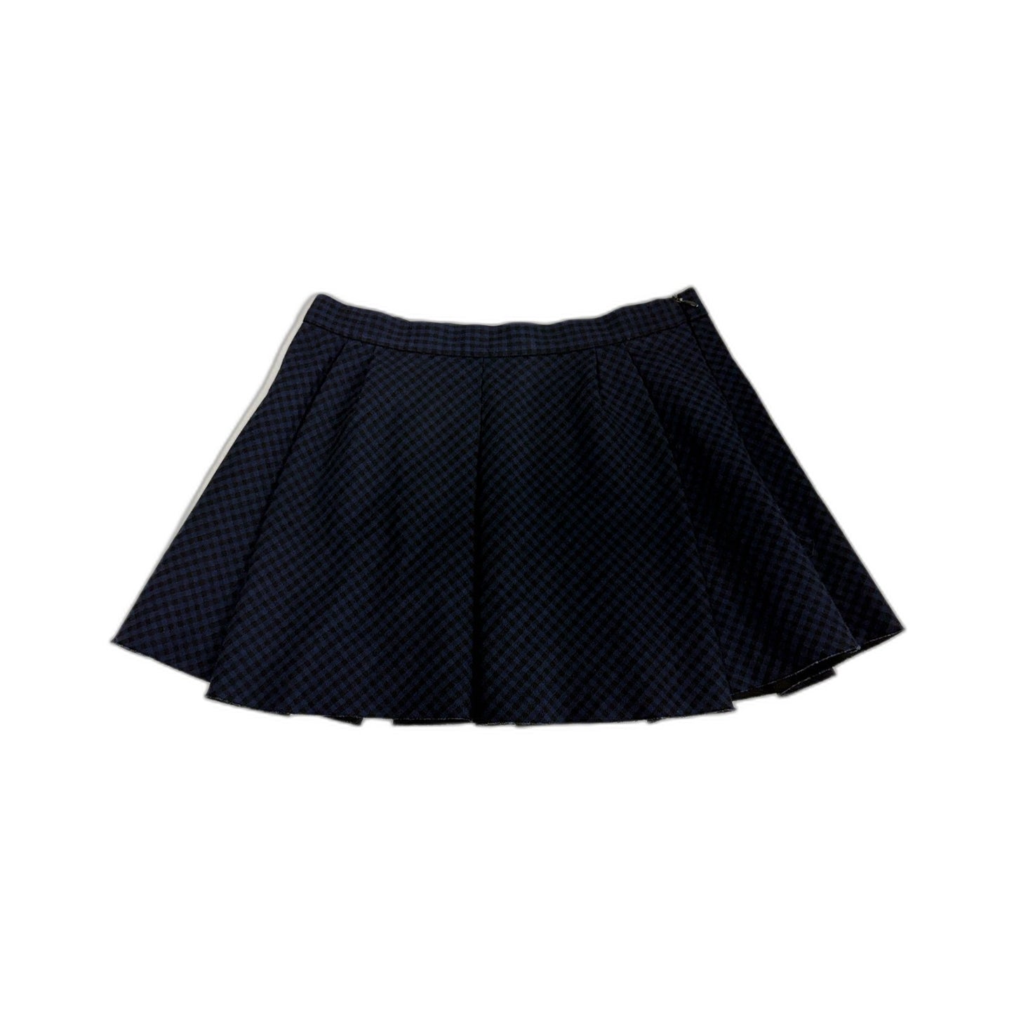Zara Womens Pleated Navy Blue and Black Cotton Skirt - XS