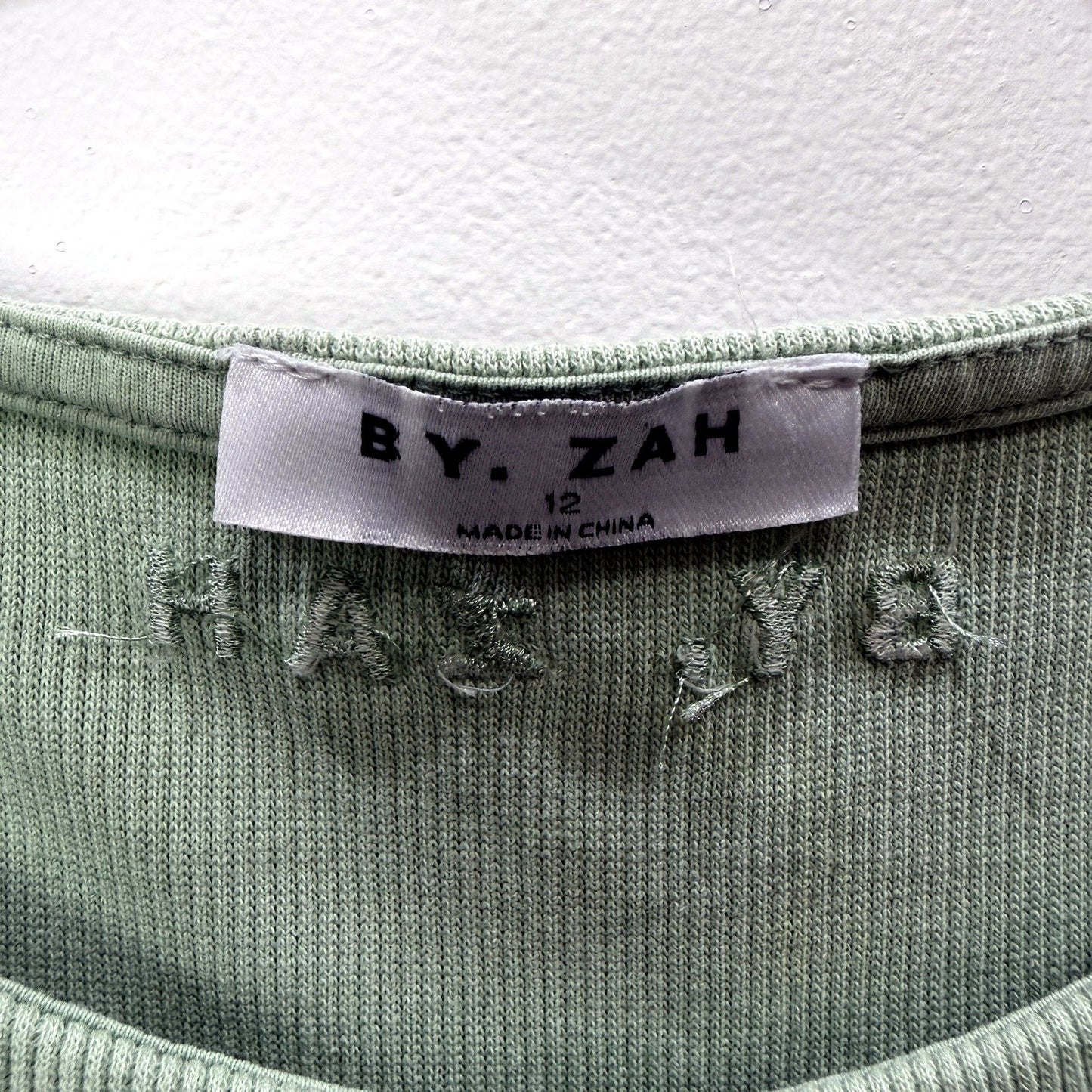 By Zah Womens Ribbed Tank Dress Olive Green Bodycon Sleeveless Size 12 NEW
