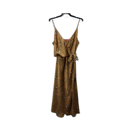 Rodeo Show Womens Leopard Print Wrap Dress Spaghetti Strap Casual Size 14