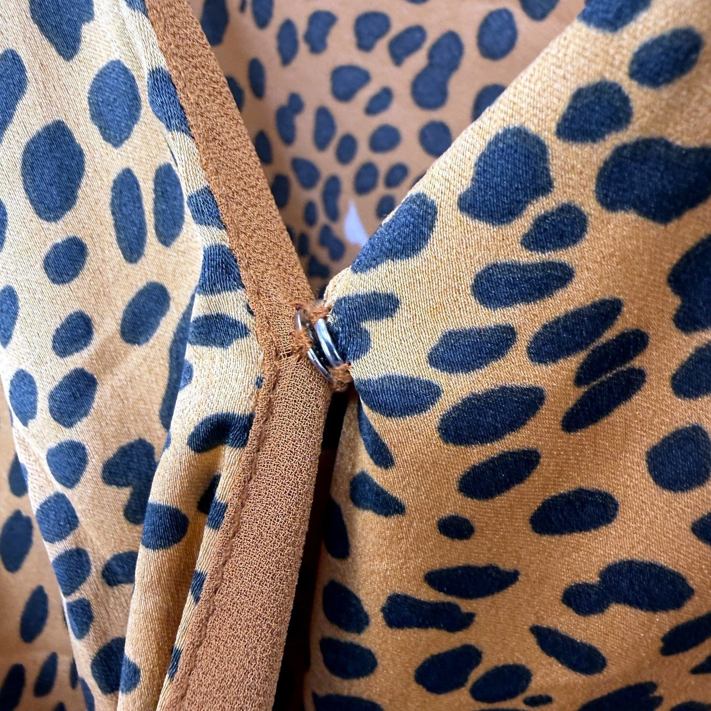 Rodeo Show Womens Leopard Print Wrap Dress Spaghetti Strap Casual Size 14