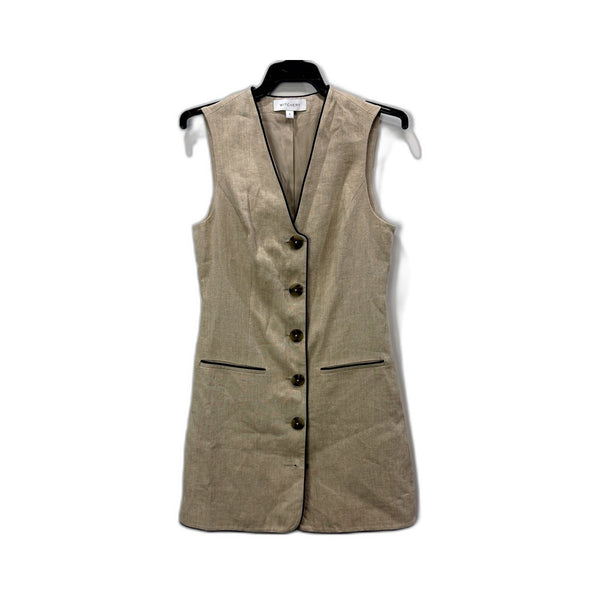 Witchery Womens Linen Sleeveless Button Front Vest in Beige, Size 6