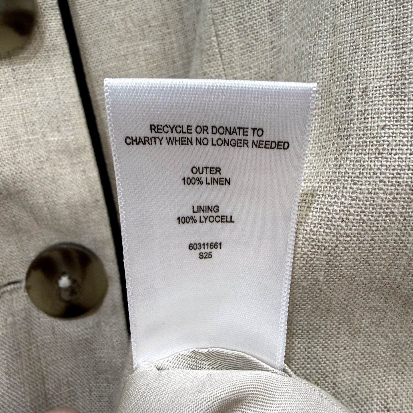 Witchery Womens Linen Sleeveless Button Front Vest in Beige, Size 6